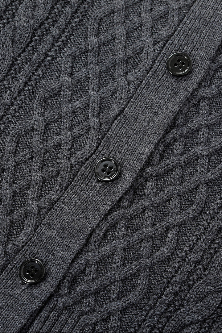 MARYLING Ash Grey Layered-Collar Cable Knit Sweaters