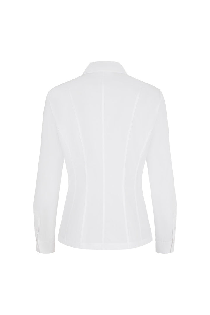 MARYLING Pure White Crisp Minimalist Tailored Long-Sleeve Shirts