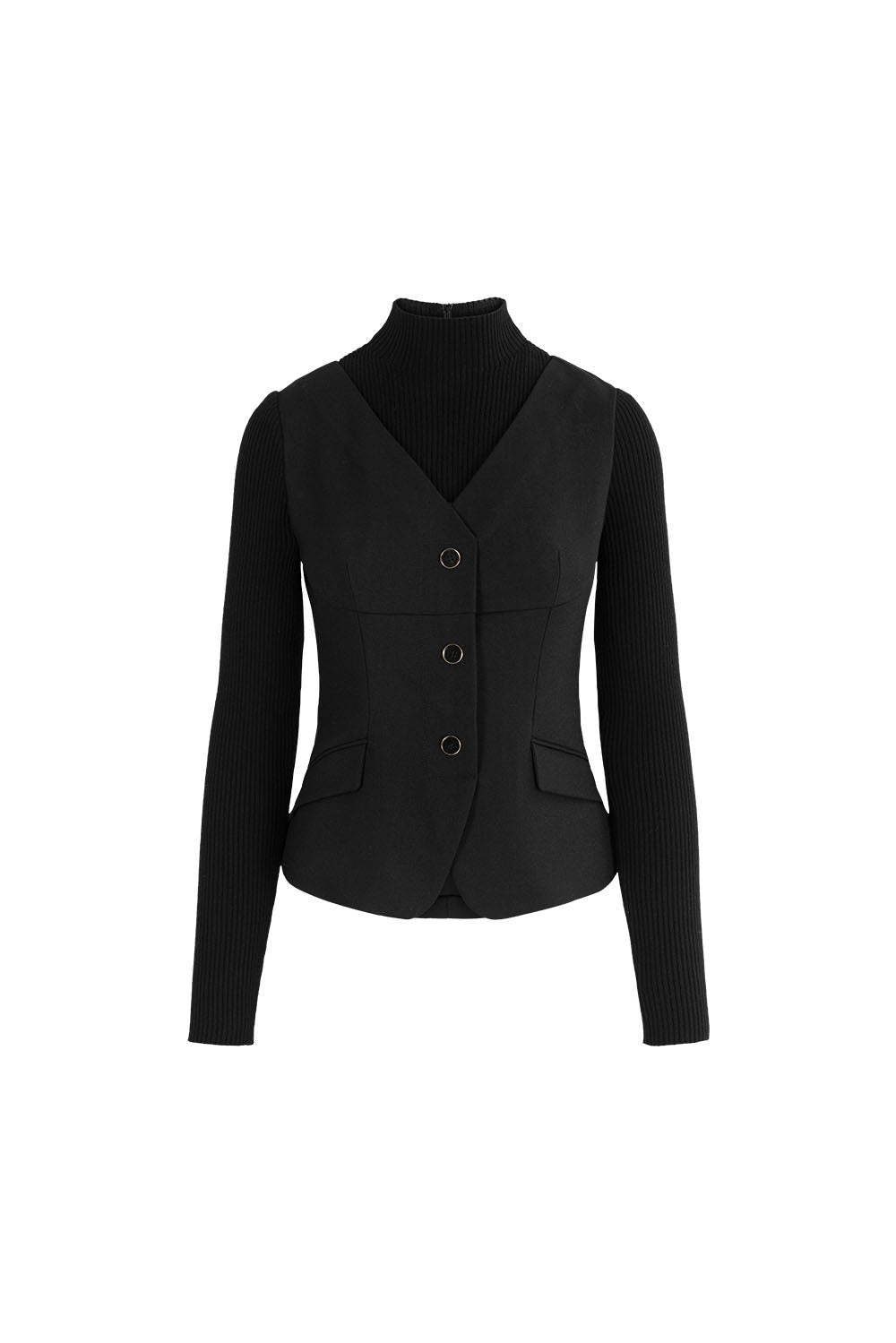 MARYLING Midnight Noir Sculpted Silhouette Long-Sleeve Waist-Defined Sweaters