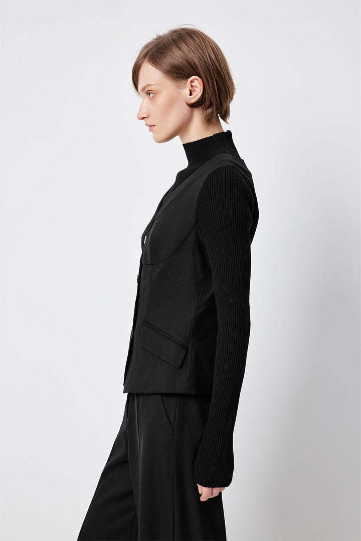 MARYLING Midnight Noir Sculpted Silhouette Long-Sleeve Waist-Defined Sweaters