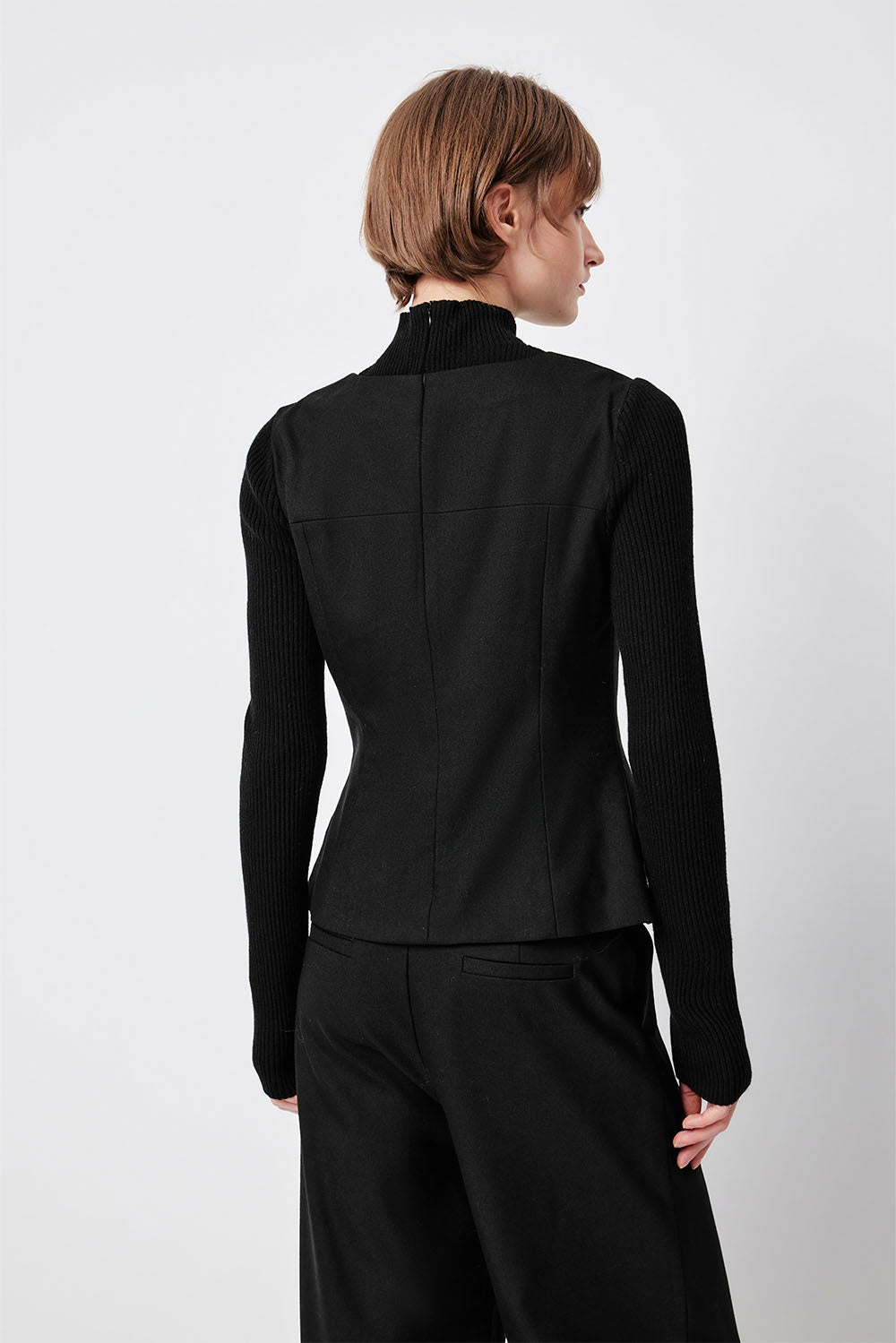 MARYLING Midnight Noir Sculpted Silhouette Long-Sleeve Waist-Defined Sweaters