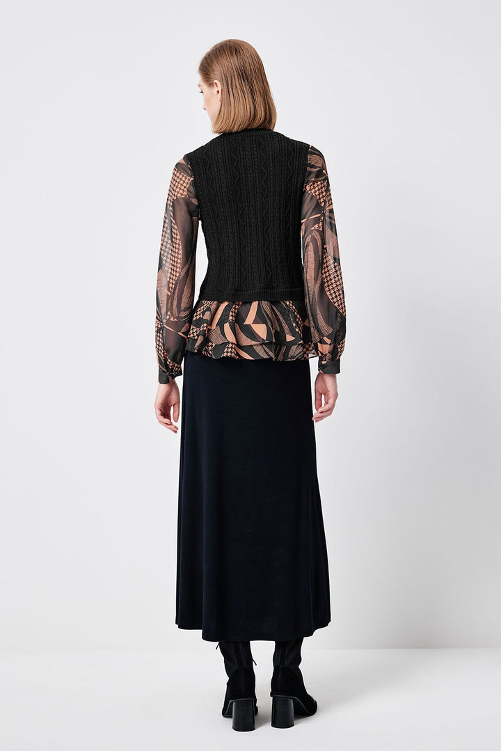 MARYLING Red Mocha Lily of the Valley Soft Silhouette Long-Sleeve Blouses