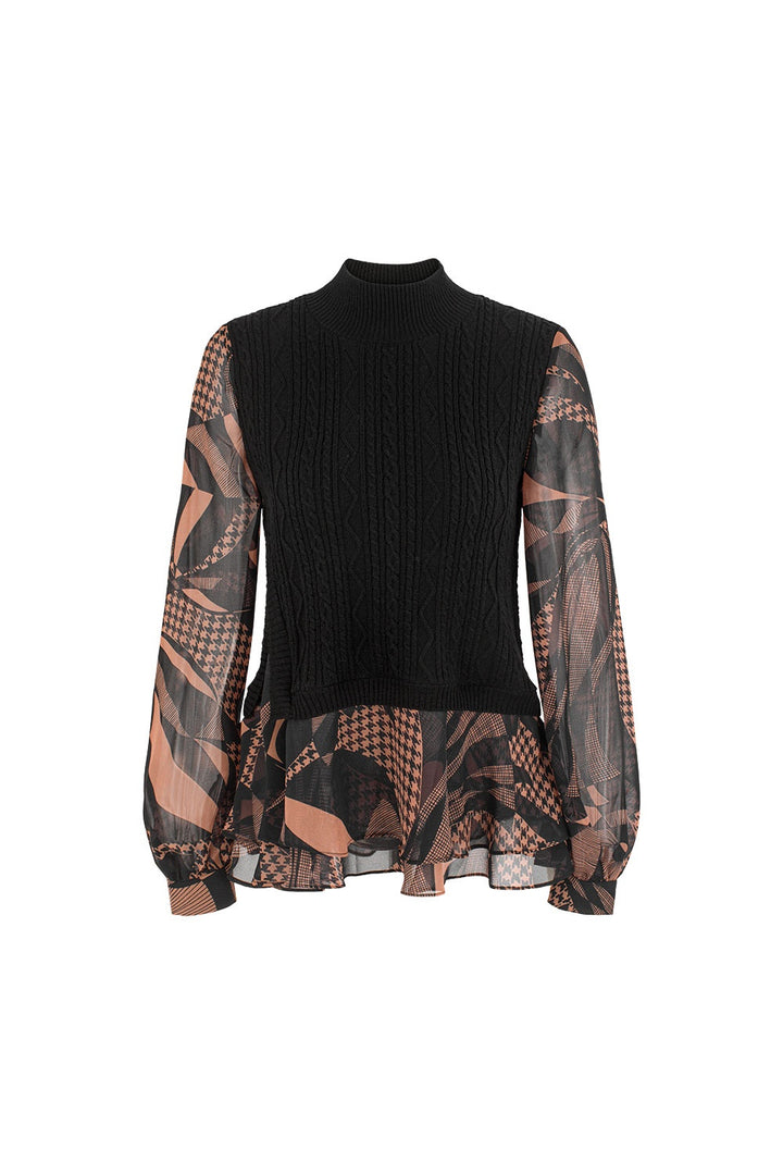 MARYLING Red Mocha Lily of the Valley Soft Silhouette Long-Sleeve Blouses