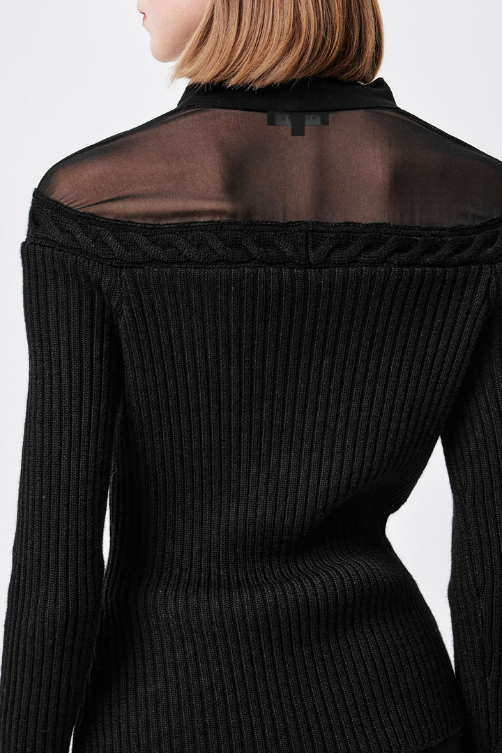 MARYLING Noir Sculpted Long-Sleeve Contour Sweaters
