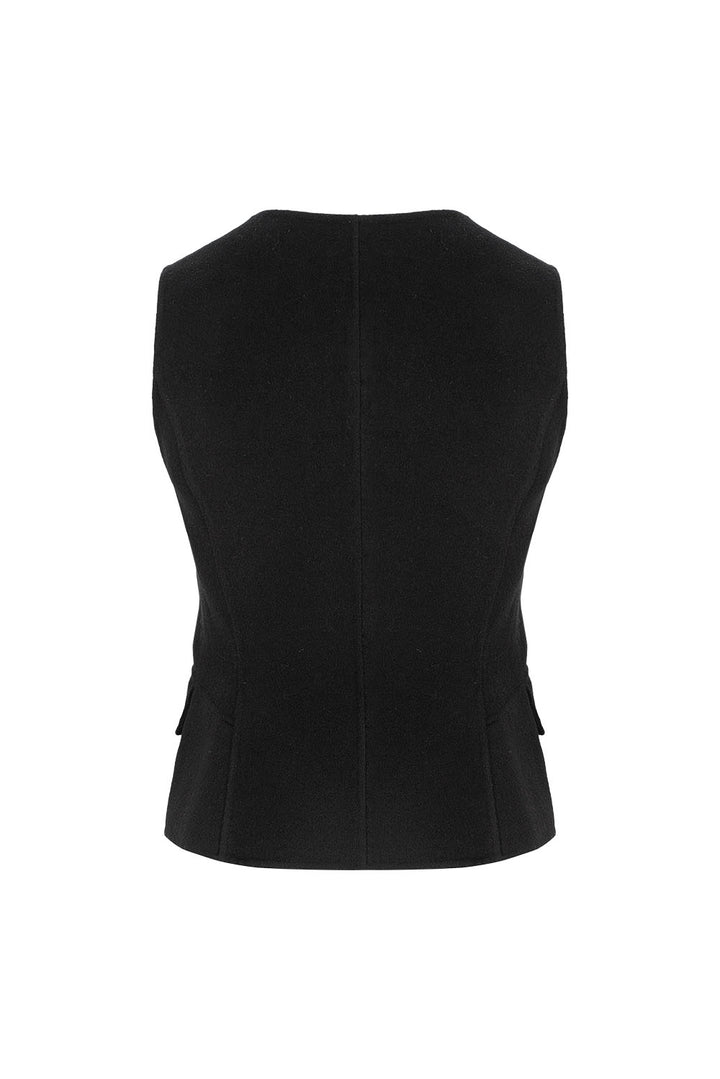 MARYLING Midnight Noir Sculpted Waist Double-Breasted Tailored Vests