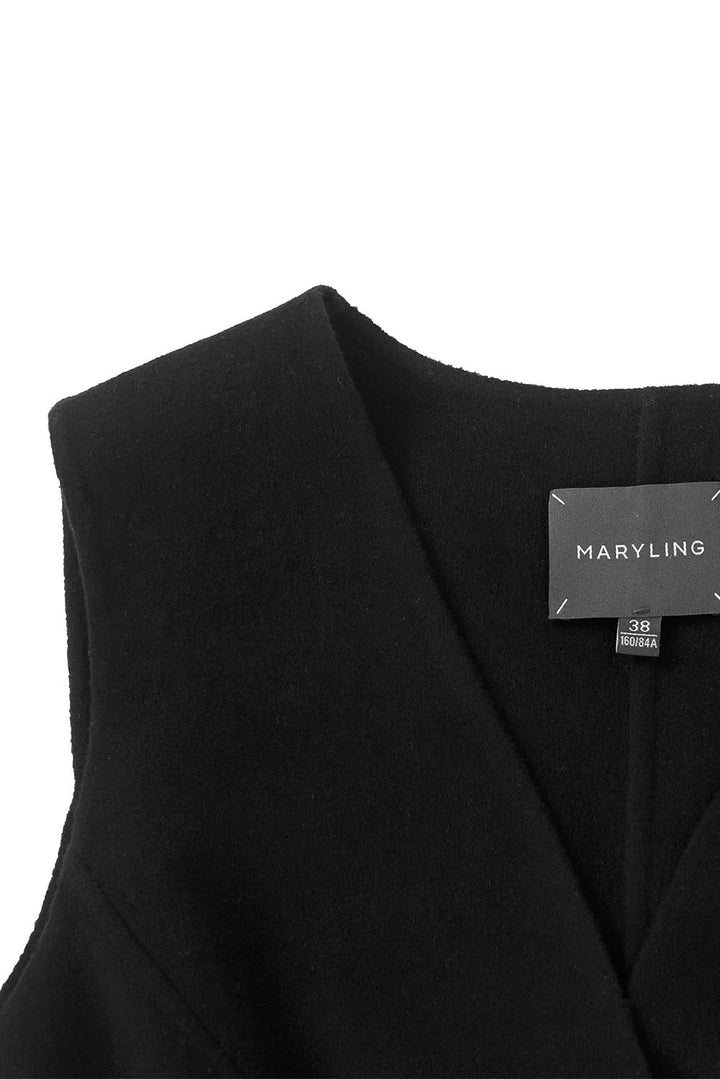 MARYLING Midnight Noir Sculpted Waist Double-Breasted Tailored Vests