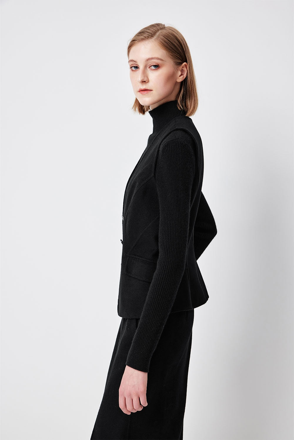 MARYLING Midnight Noir Sculpted Waist Double-Breasted Tailored Vests