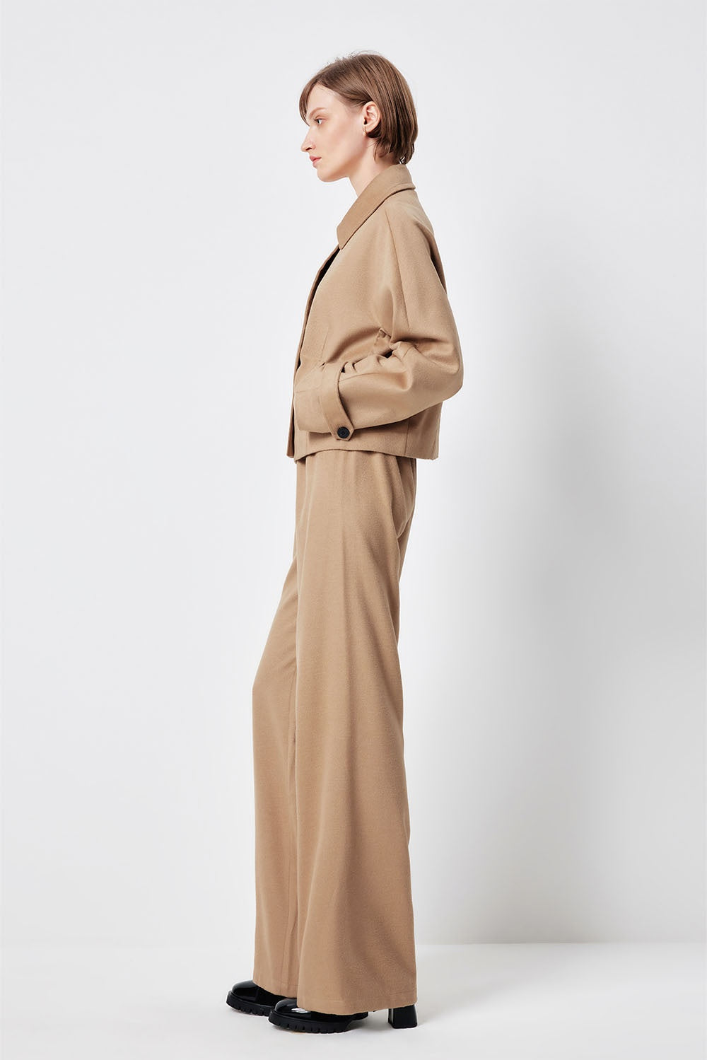 MARYLING Light Camel Refined High-Waisted Sculpted Straight-Leg Tailored Trousers