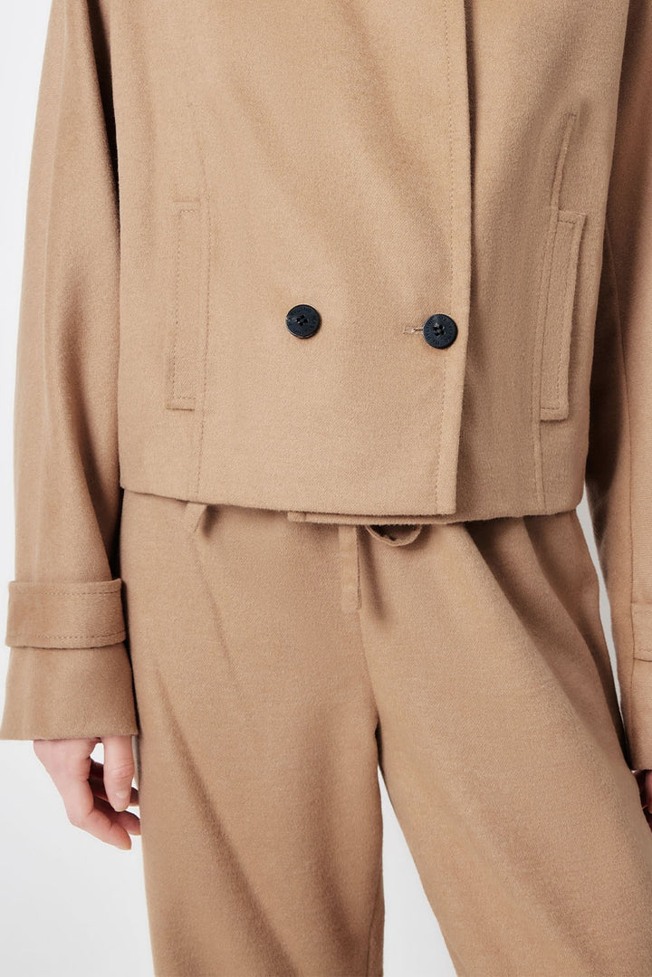 MARYLING Light Camel Refined High-Waisted Sculpted Straight-Leg Tailored Trousers