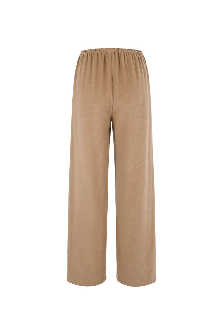 MARYLING Light Camel Refined High-Waisted Sculpted Straight-Leg Tailored Trousers