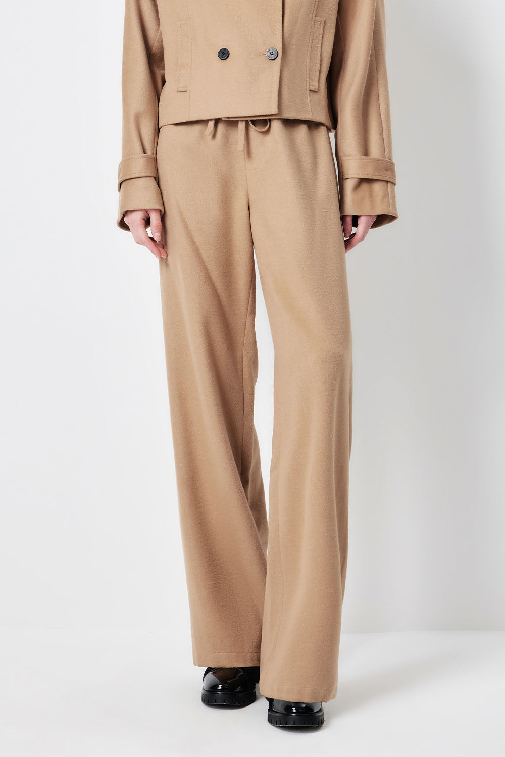 MARYLING Light Camel Refined High-Waisted Sculpted Straight-Leg Tailored Trousers