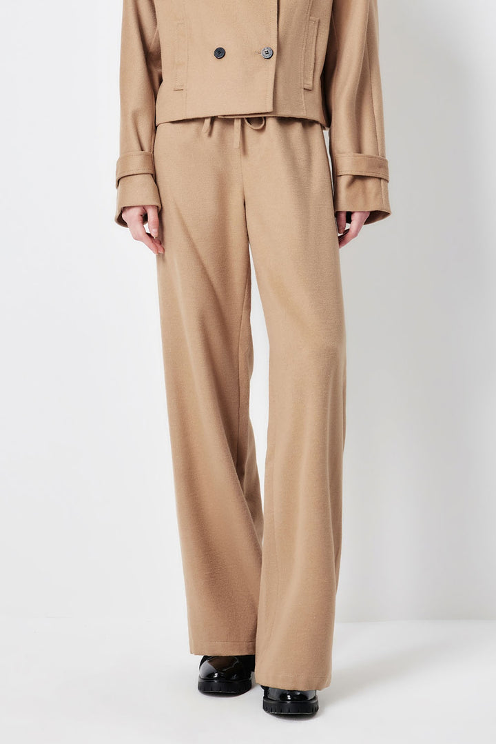MARYLING Light Camel Refined High-Waisted Sculpted Straight-Leg Tailored Trousers