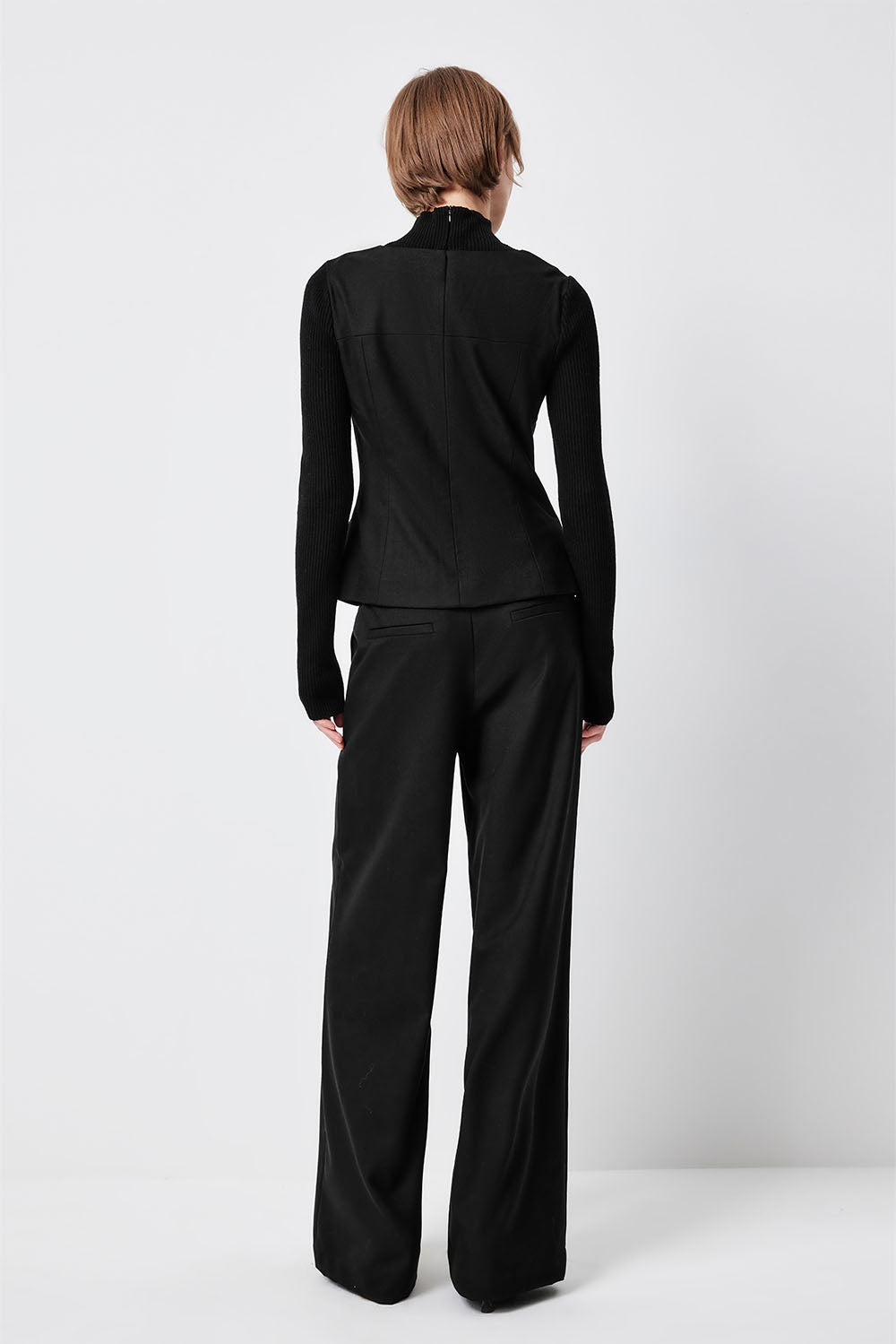 MARYLING Noir Sculpted High-Waisted Tailored Trousers