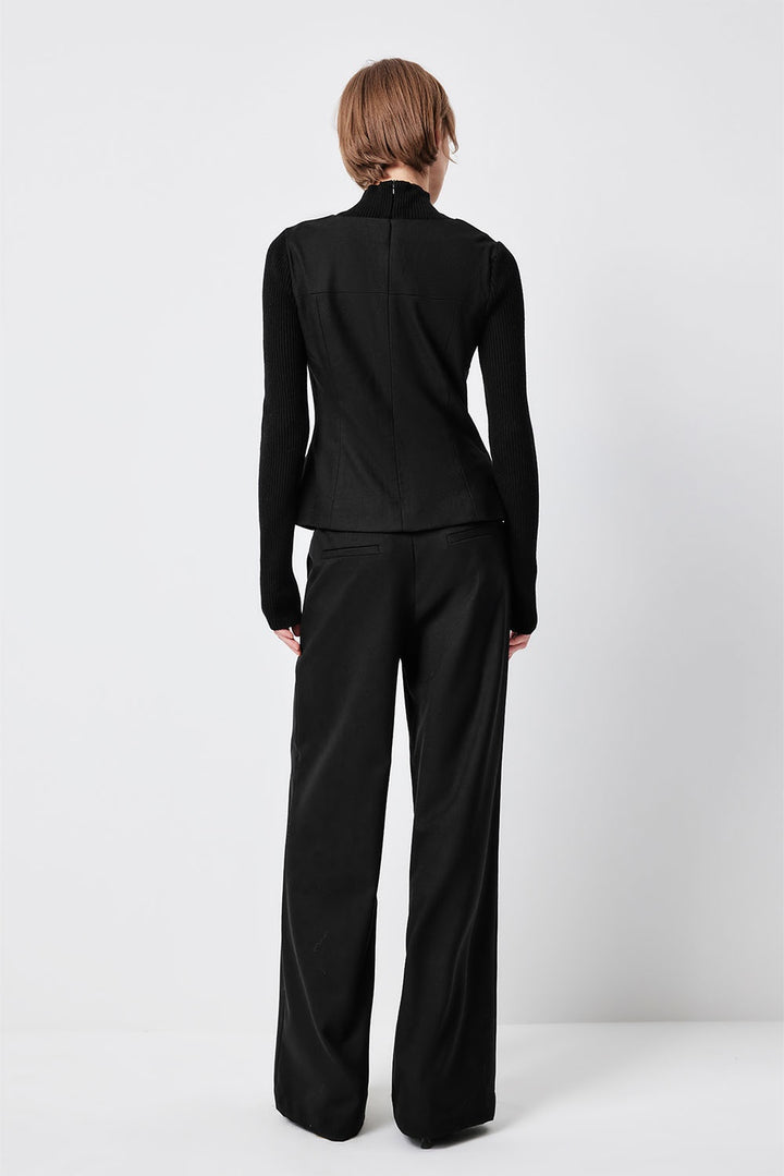 MARYLING Noir Sculpted High-Waisted Tailored Trousers