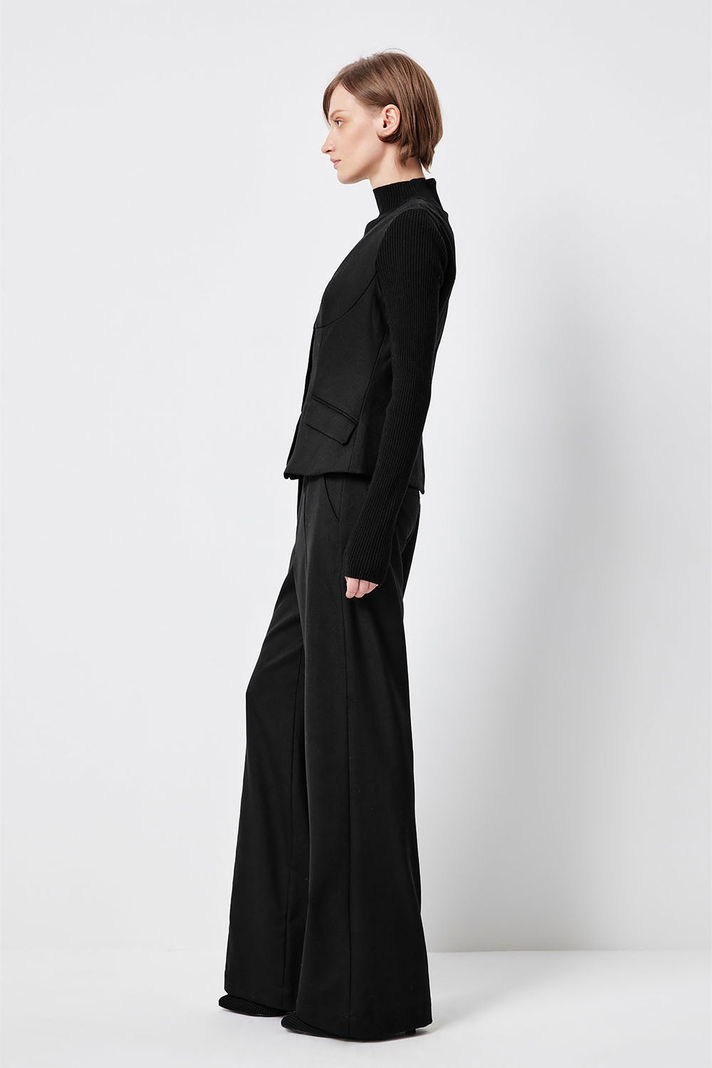 MARYLING Noir Sculpted High-Waisted Tailored Trousers