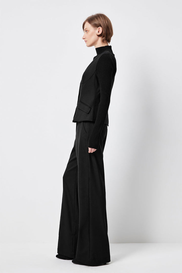 MARYLING Noir Sculpted High-Waisted Tailored Trousers