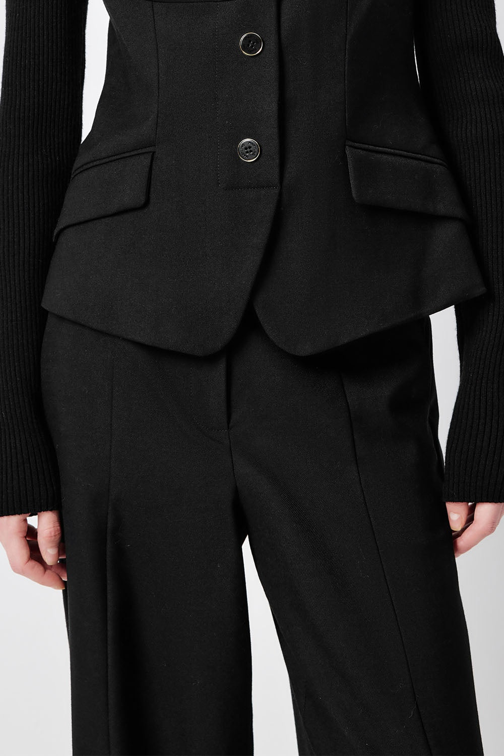 MARYLING Noir Sculpted High-Waisted Tailored Trousers