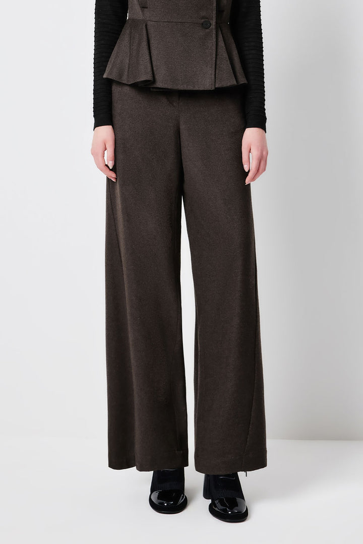 MARYLING Dark Chocolate Noir Sculpted High-Waisted Tailored Trousers