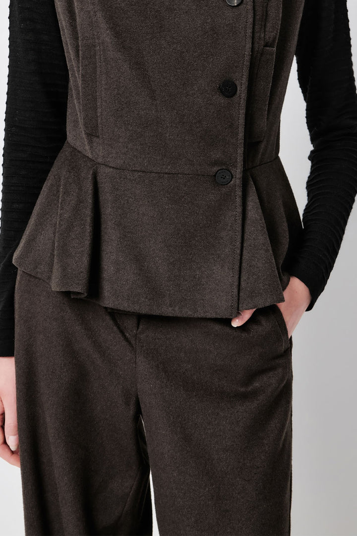 MARYLING Dark Chocolate Noir Sculpted High-Waisted Tailored Trousers