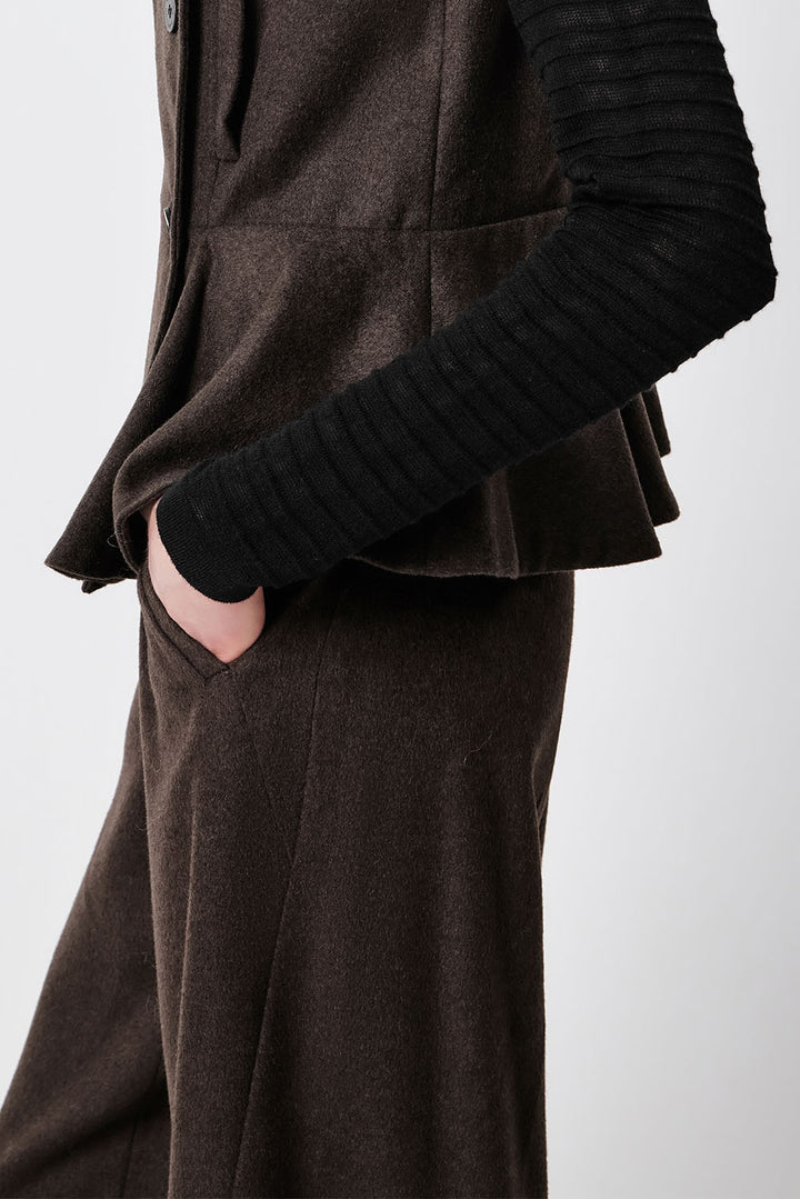 MARYLING Dark Chocolate Noir Sculpted High-Waisted Tailored Trousers
