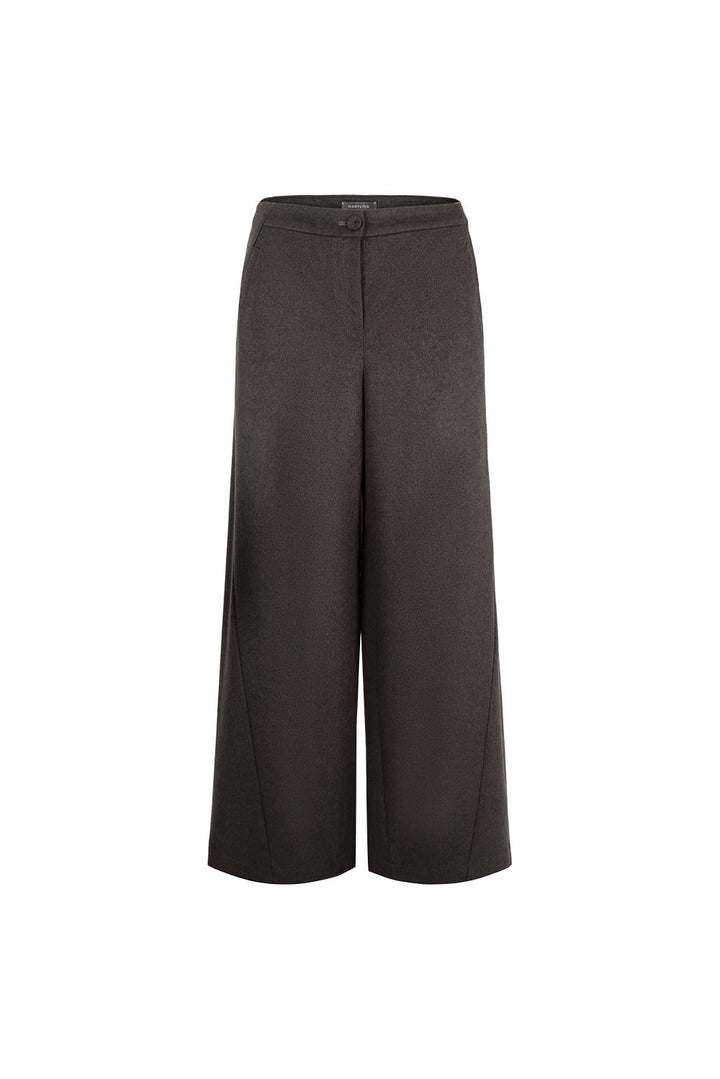 MARYLING Dark Chocolate Noir Sculpted High-Waisted Tailored Trousers