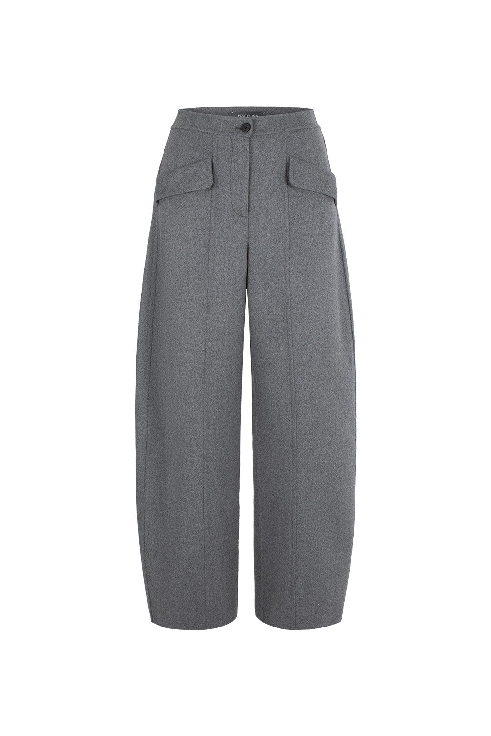 MARYLING Smoke Grey Sculpted High-Waisted Tailored Trousers