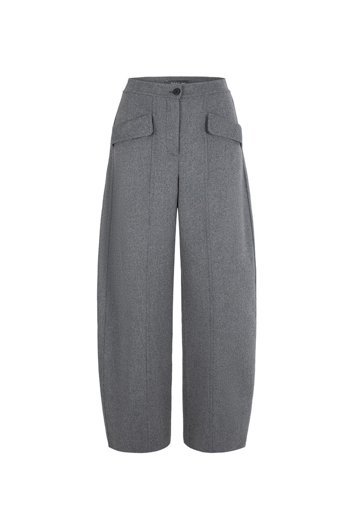 MARYLING Smoke Grey Sculpted High-Waisted Tailored Trousers