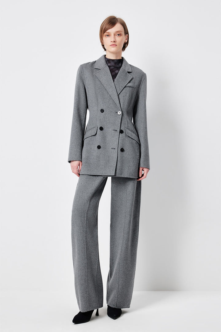 MARYLING Smoke Grey Sculpted High-Waisted Tailored Trousers