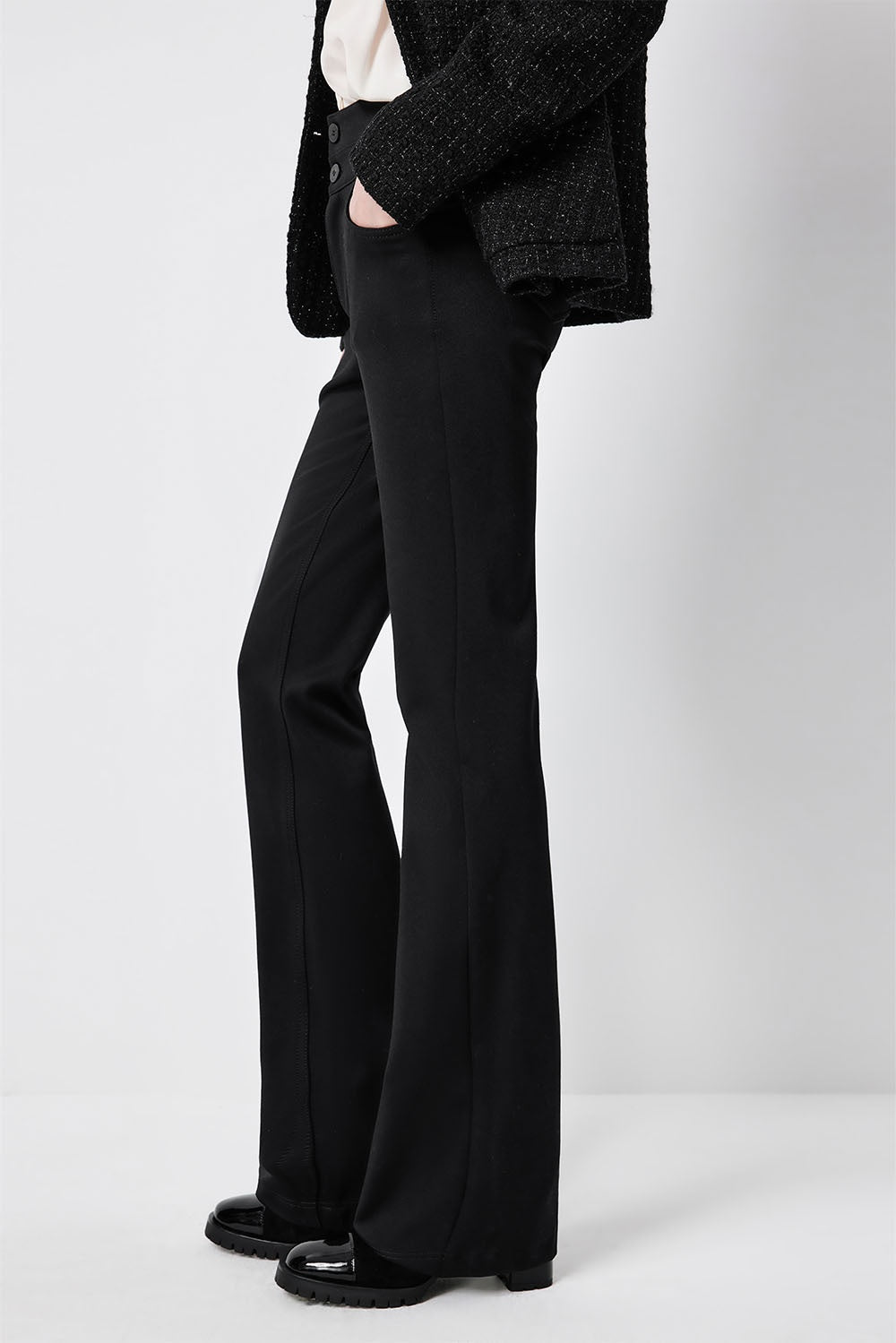 MARYLING Midnight Noir Sleek High-Waisted Sculpted Tailored Trousers