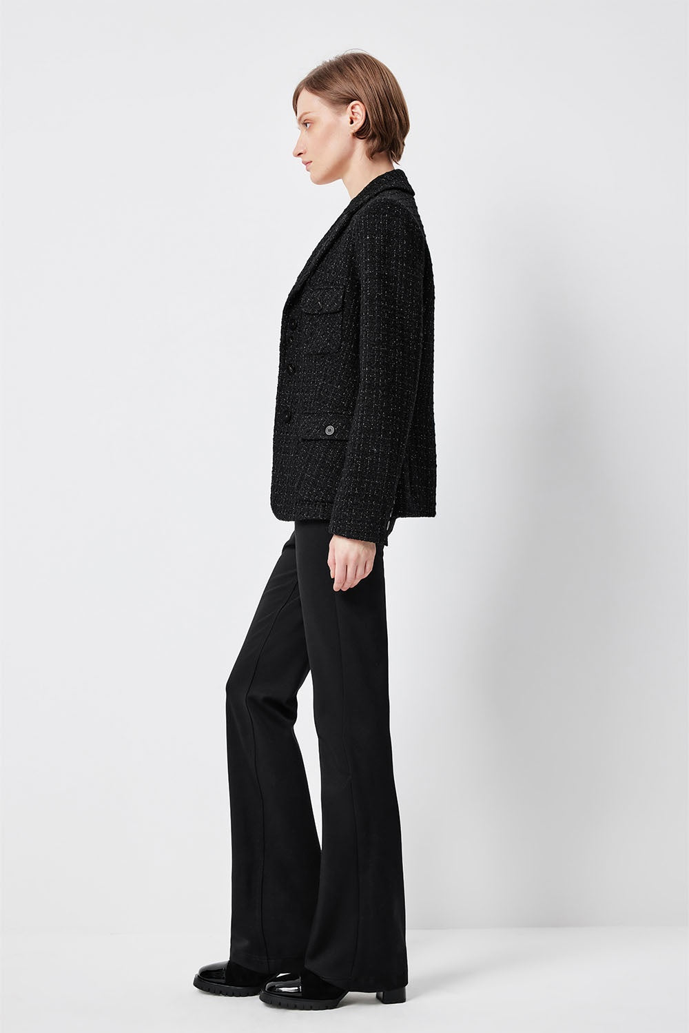 MARYLING Midnight Noir Sleek High-Waisted Sculpted Tailored Trousers