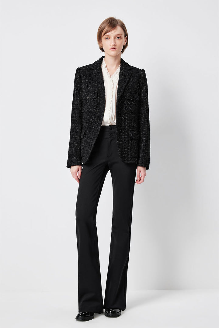 MARYLING Midnight Noir Sleek High-Waisted Sculpted Tailored Trousers