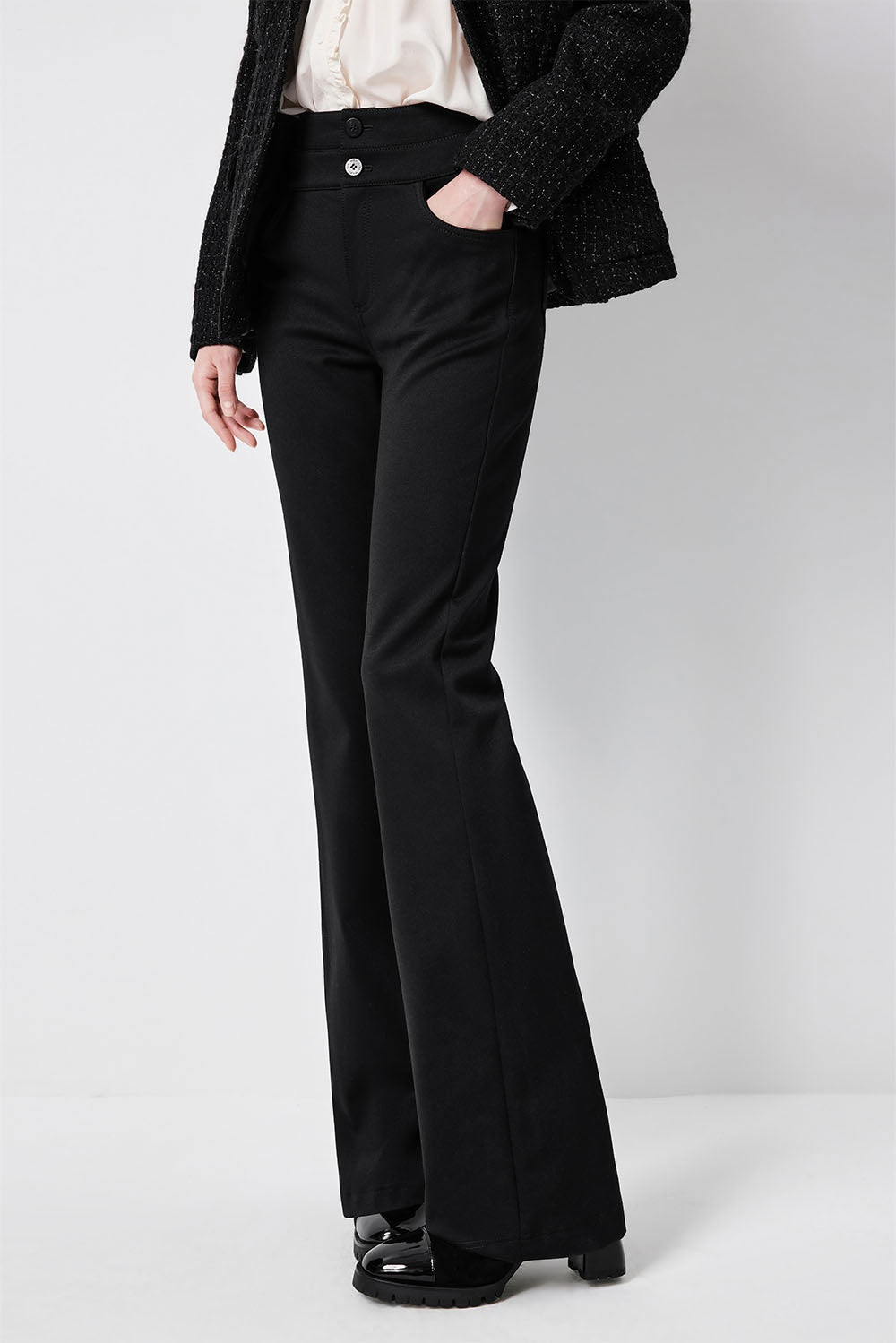 MARYLING Midnight Noir Sleek High-Waisted Sculpted Tailored Trousers