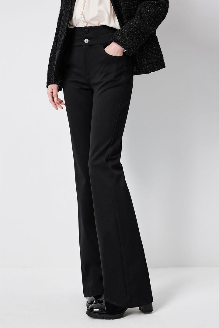 MARYLING Midnight Noir Sleek High-Waisted Sculpted Tailored Trousers