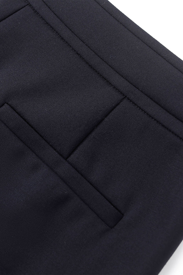 MARYLING Midnight Blue Sculpted High-Waisted Tailored Trousers