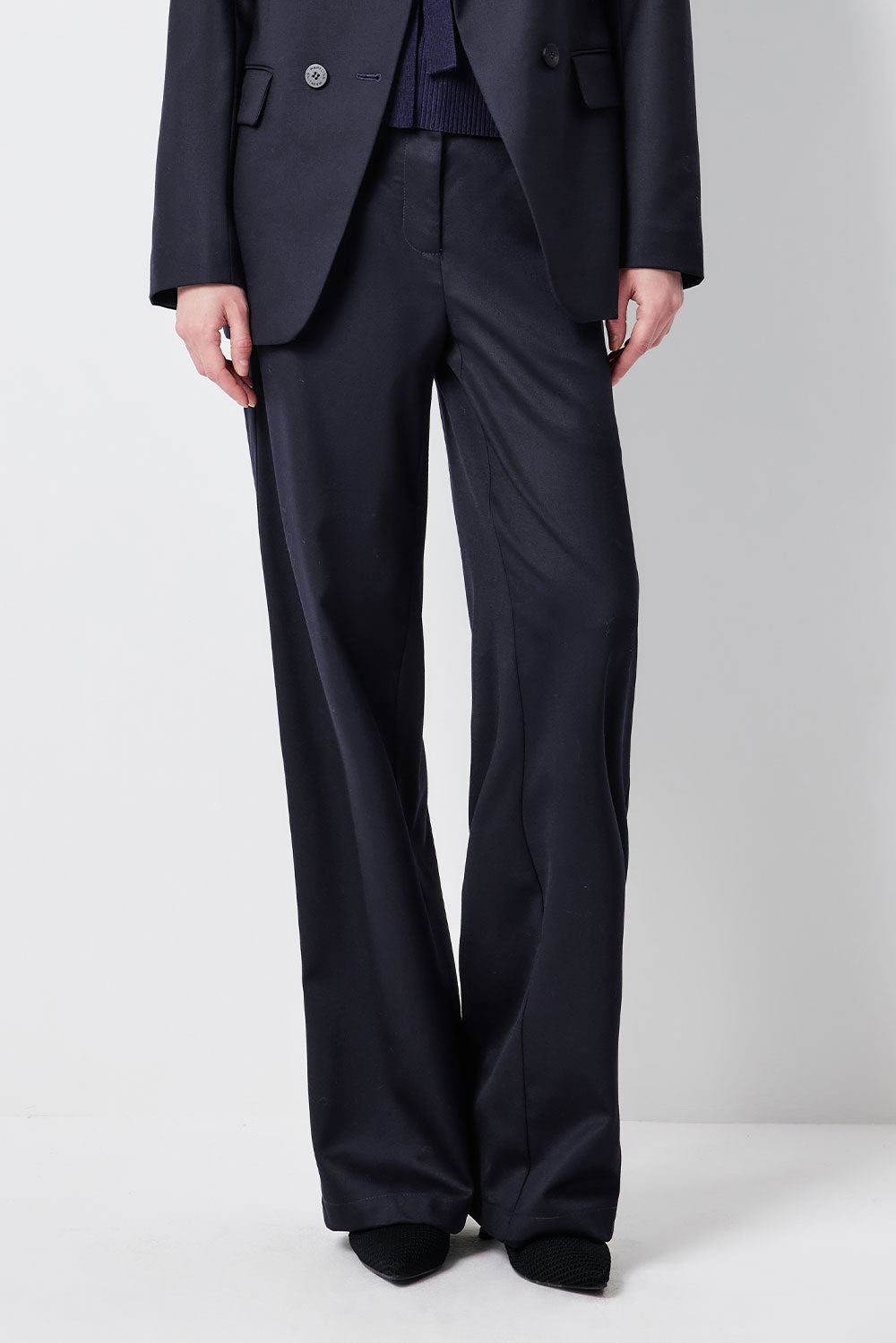 MARYLING Midnight Blue Sculpted High-Waisted Tailored Trousers