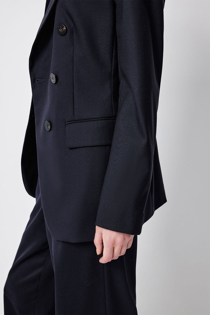 MARYLING Midnight Blue Sculpted High-Waisted Tailored Trousers