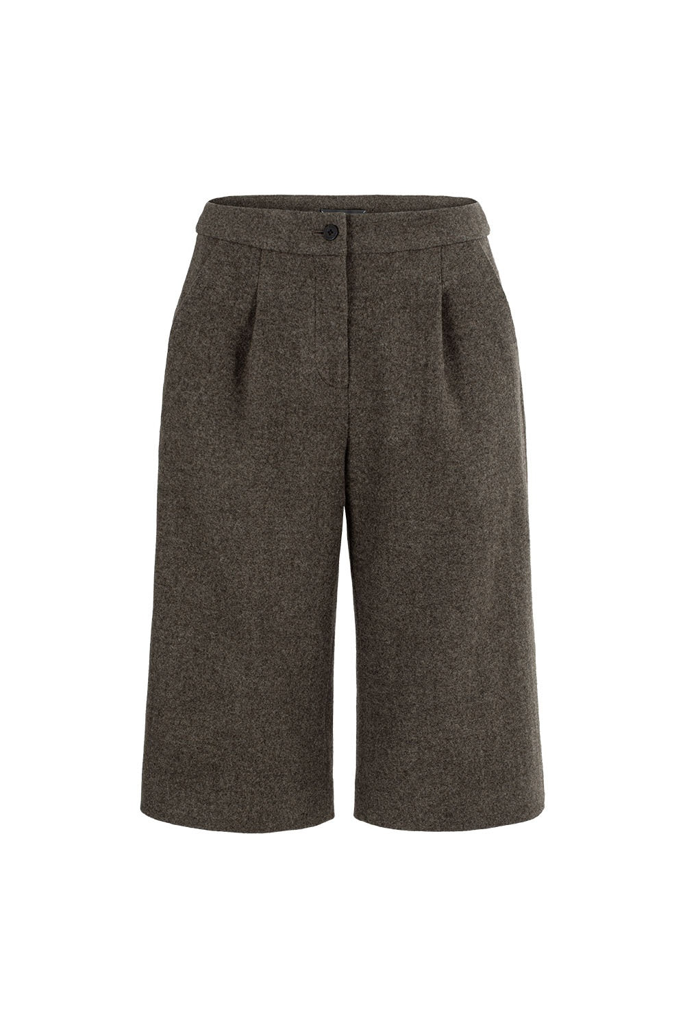MARYLING Oakwood Green Pleated Wide-Leg Tailored Shorts