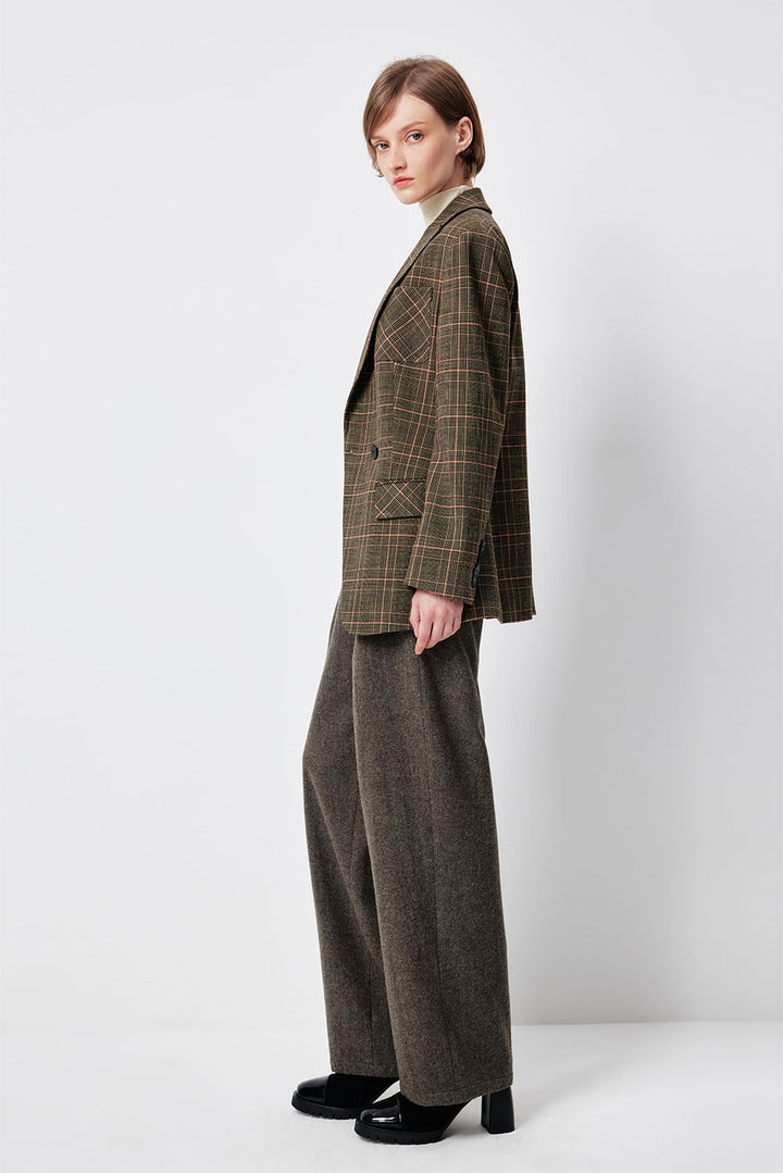 MARYLING Oakwood Green Sculpted High-Waisted Tailored Trousers
