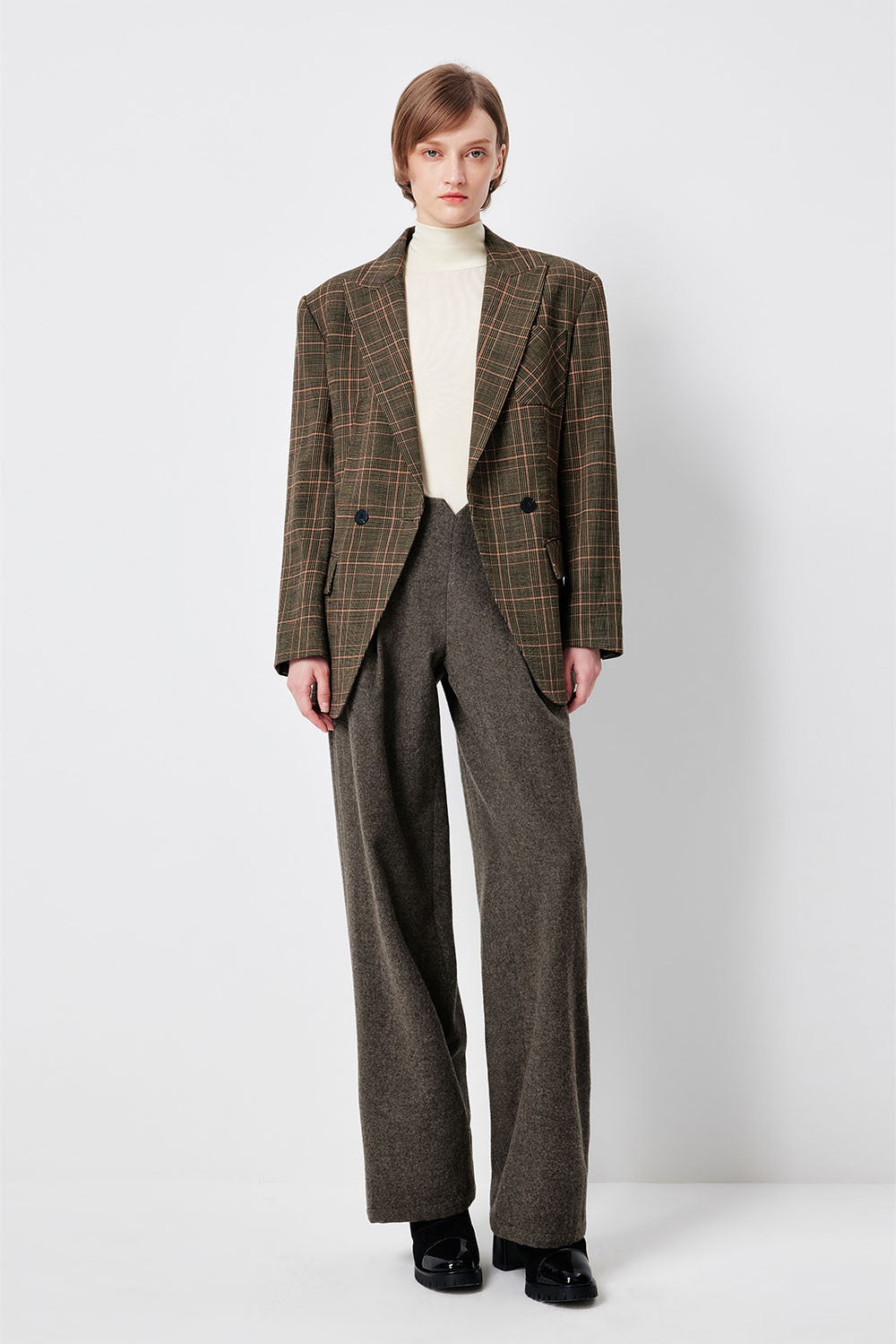 MARYLING Oakwood Green Sculpted High-Waisted Tailored Trousers
