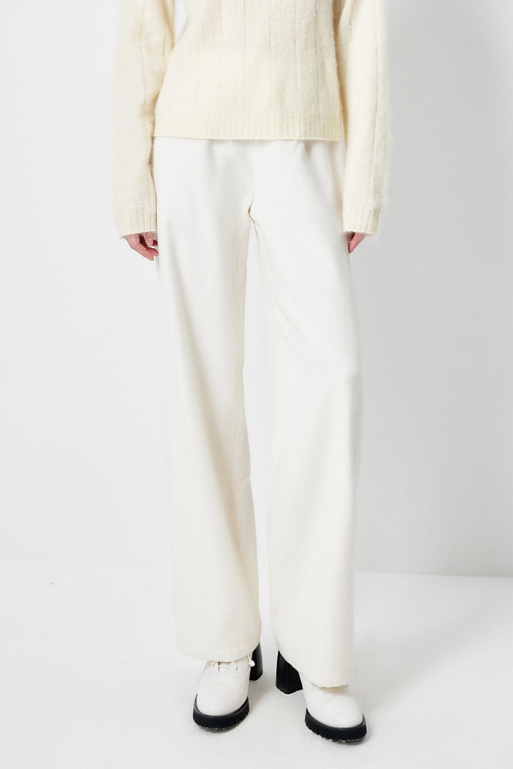 MARYLING Pure White Sculpted High-Waisted Tailored Trousers
