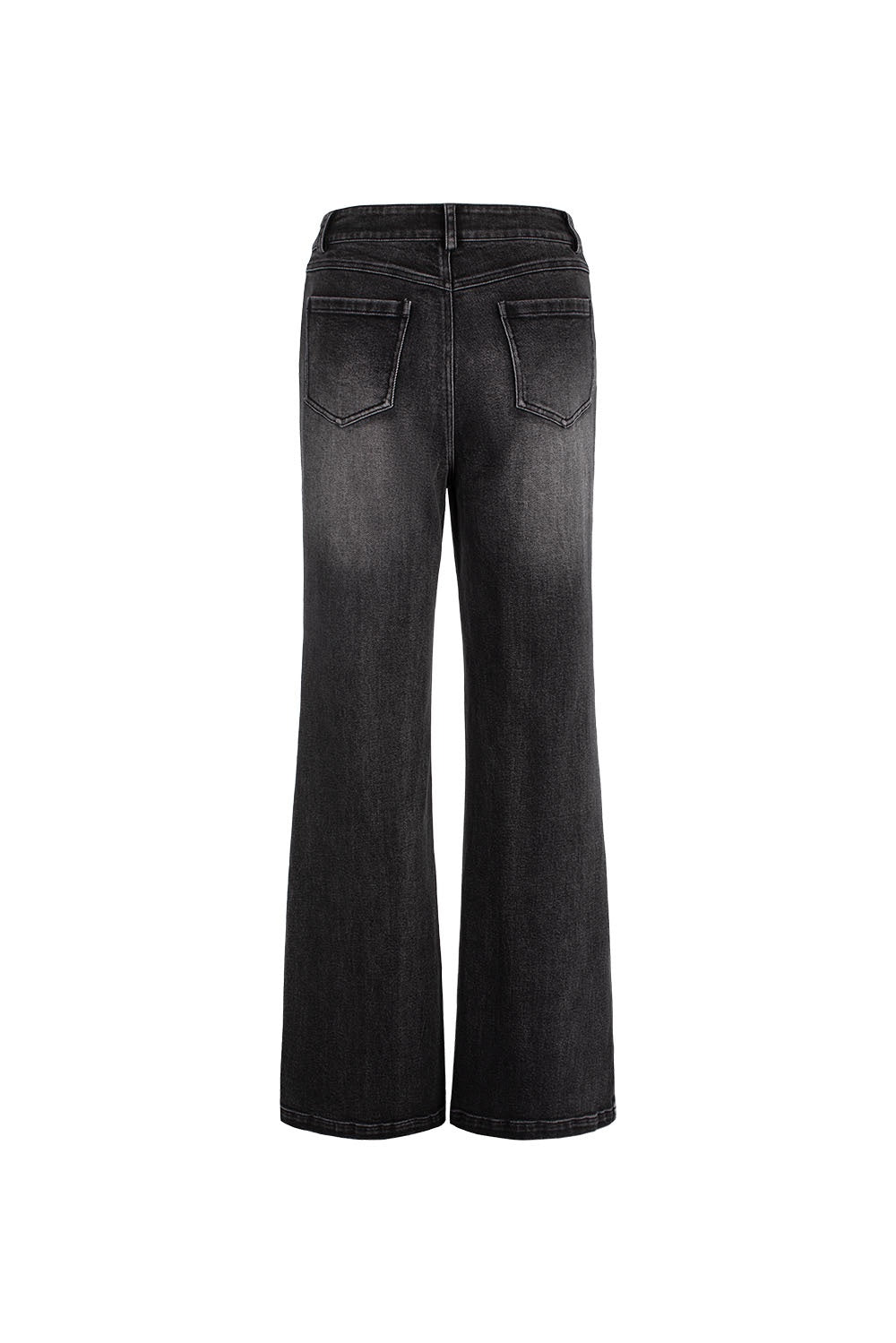 MARYLING Noir Washed Sculpted High-Waisted Straight-Leg Tailored Trousers