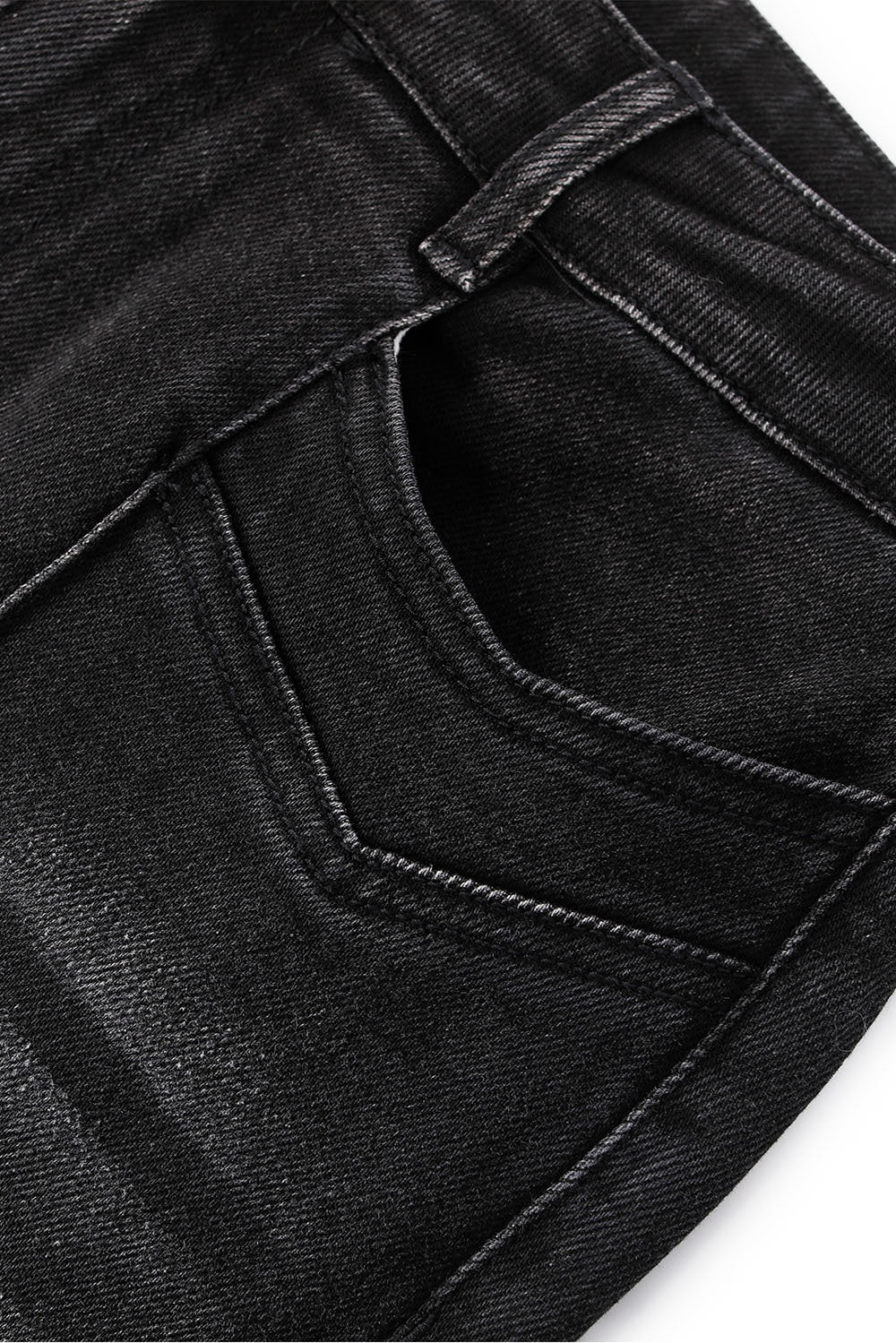 MARYLING Noir Washed Sculpted High-Waisted Straight-Leg Tailored Trousers