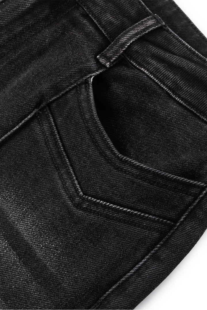 MARYLING Noir Washed Sculpted High-Waisted Straight-Leg Tailored Trousers