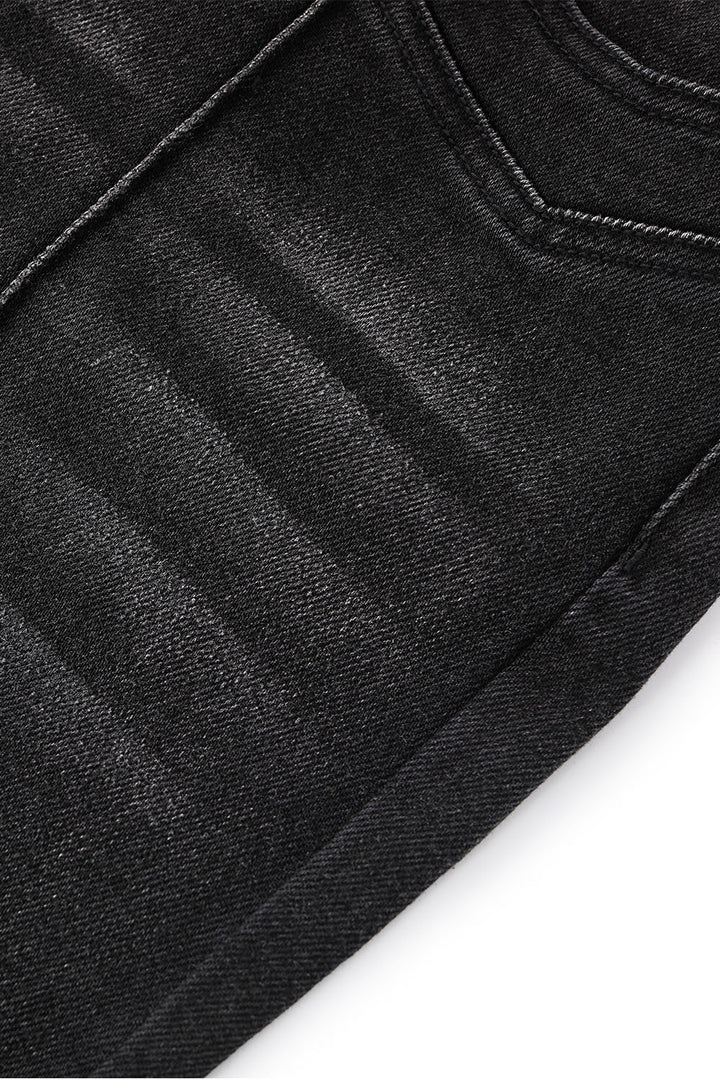MARYLING Noir Washed Sculpted High-Waisted Straight-Leg Tailored Trousers