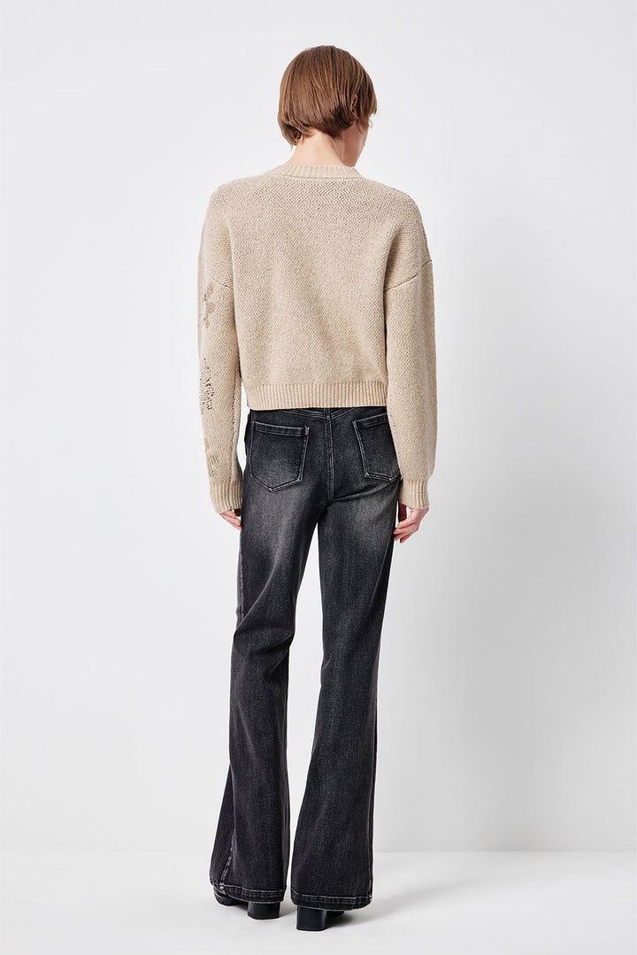 MARYLING Noir Washed Sculpted High-Waisted Straight-Leg Tailored Trousers