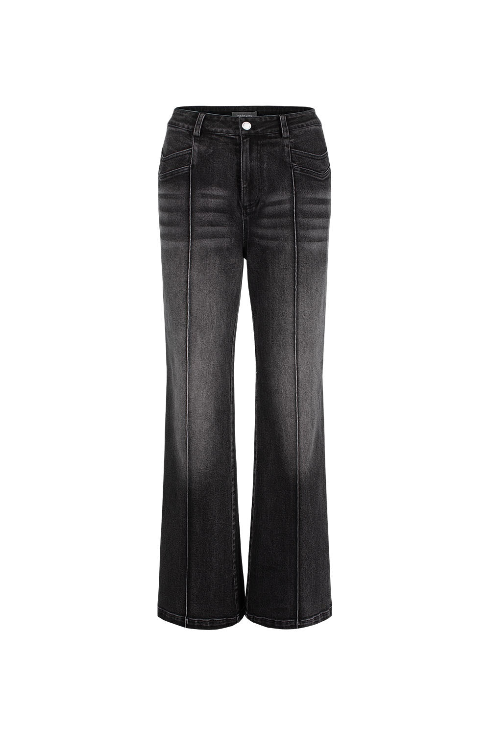MARYLING Noir Washed Sculpted High-Waisted Straight-Leg Tailored Trousers