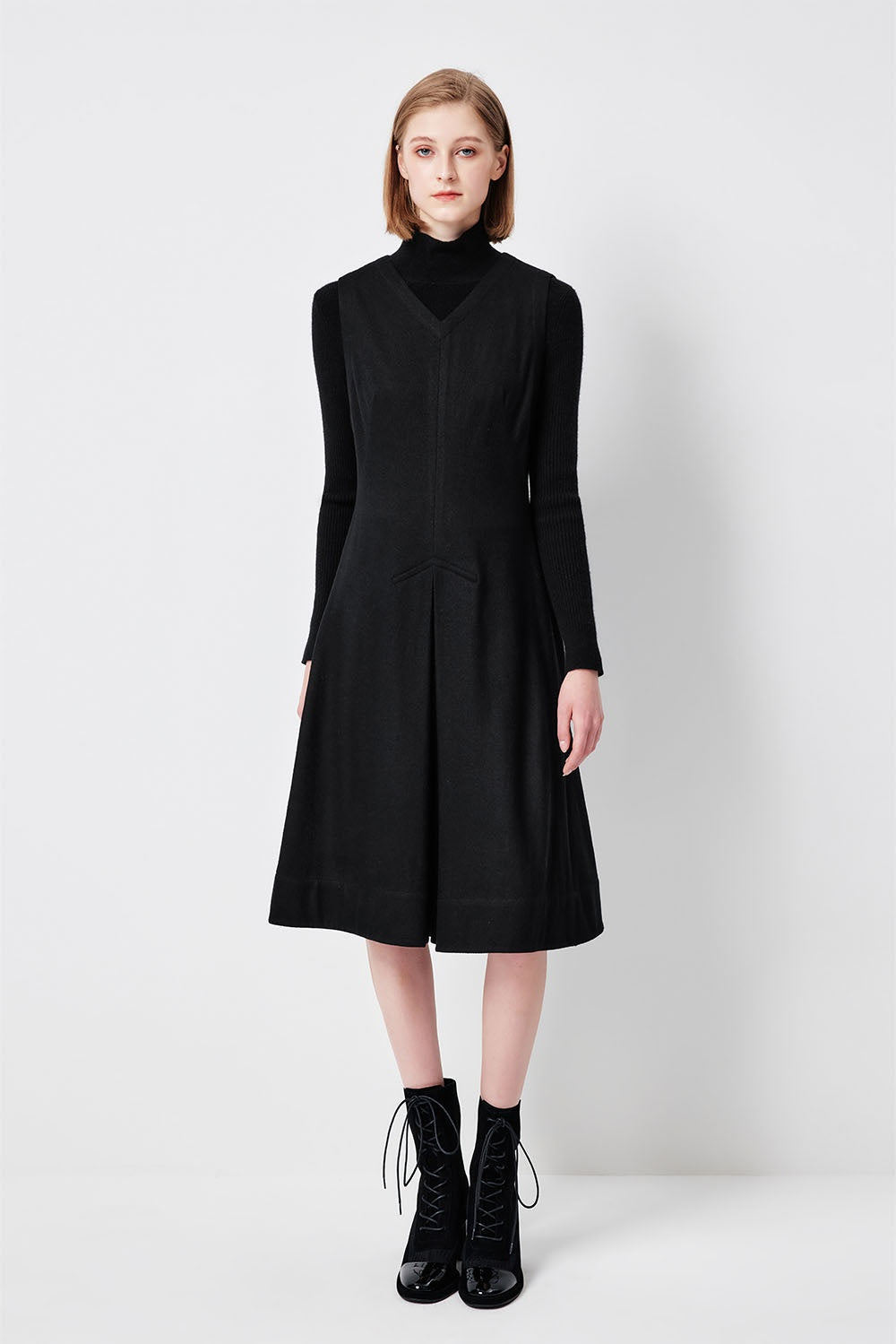 MARYLING Noir Sculpted Waist Elegant Midi Dresses