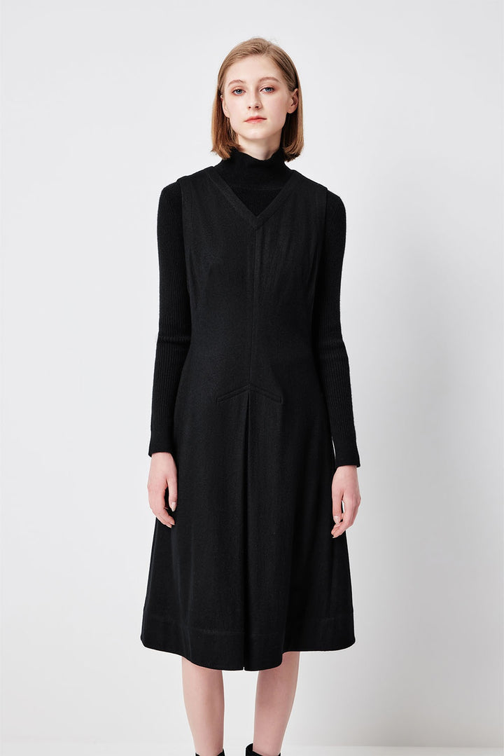 MARYLING Noir Sculpted Waist Elegant Midi Dresses