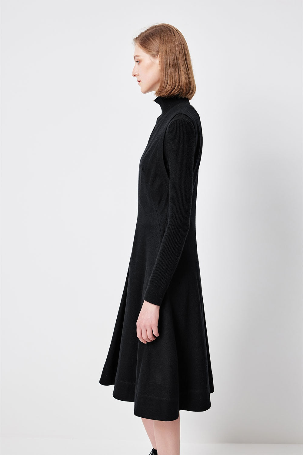 MARYLING Noir Sculpted Waist Elegant Midi Dresses