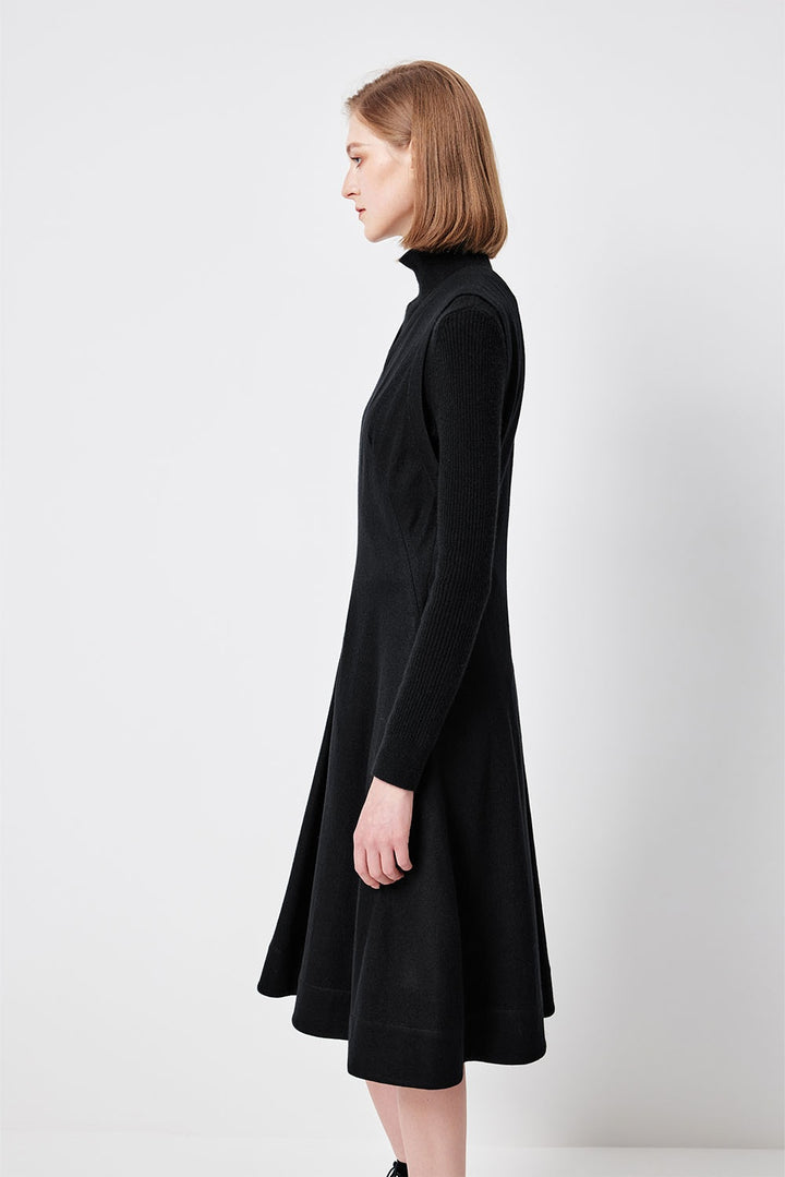 MARYLING Noir Sculpted Waist Elegant Midi Dresses